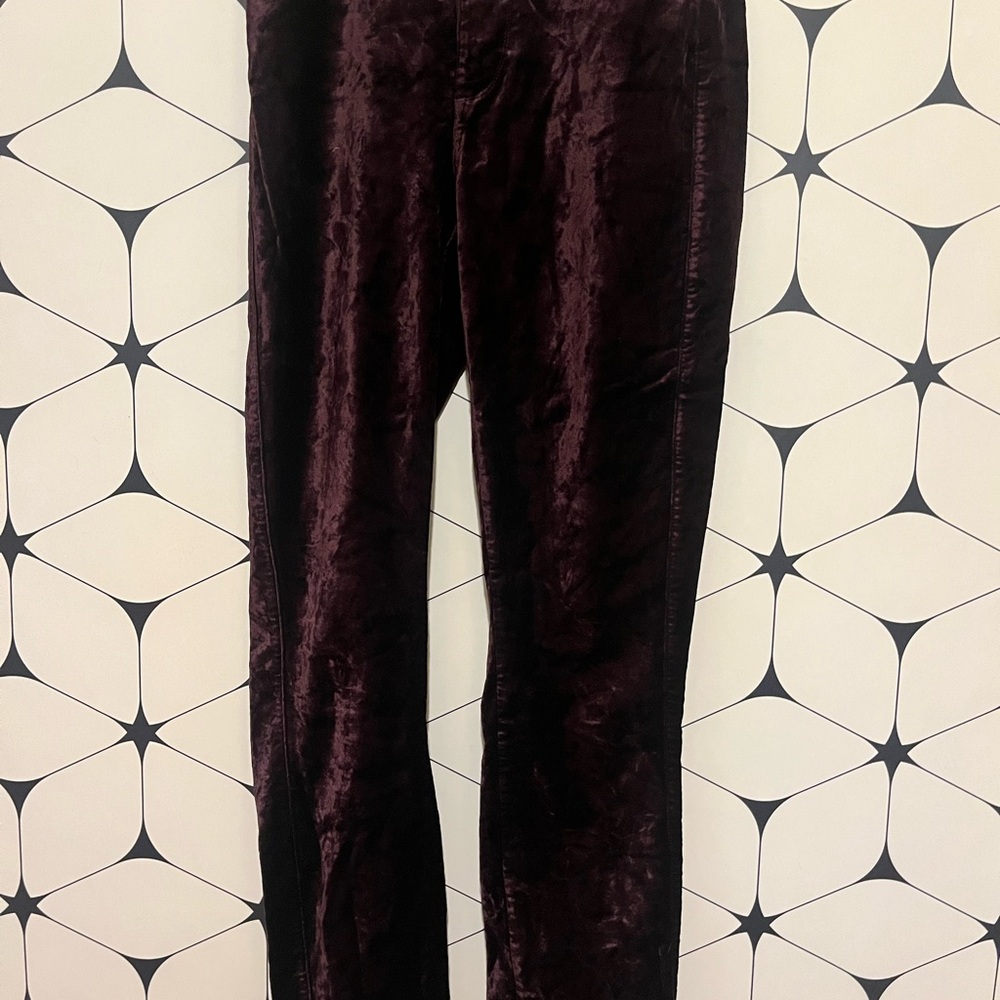 PAIGE Velvet Trousers in Rich Maroon